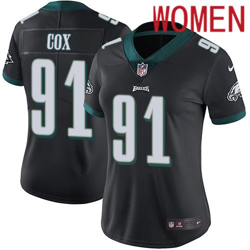 Women Philadelphia Eagles #91 Fletcher Cox Nike Black Vapor Limited NFL Jersey->women nfl jersey->Women Jersey
